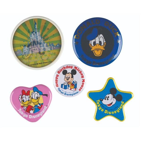 A Collection of Tokyo Disneyland Buttons.