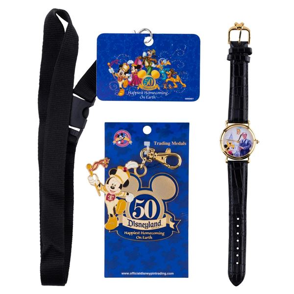 A Collection of Disneyland 50th Anniversary Items.