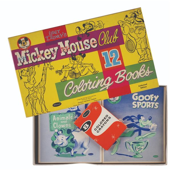 A 1955 Mickey Mouse Club Coloring Book Box Set.