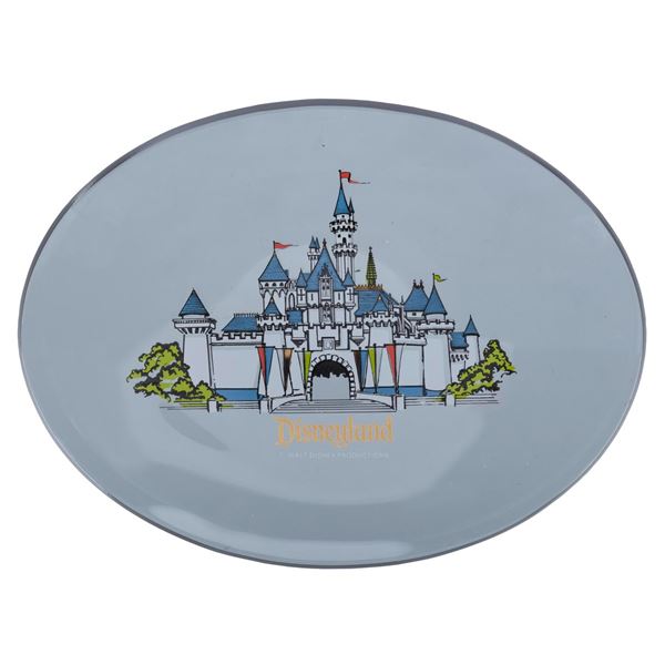 A Sleeping Beauty Castle Smoked Glass Dish.