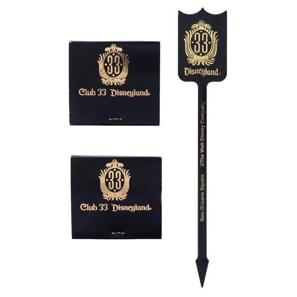 A Club 33 Swizzle Stick and Matchbook Notepads.