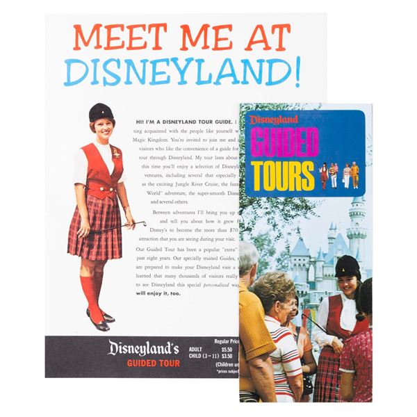 A Disneyland Tour Guide Doll, Flyer, and Brochure.