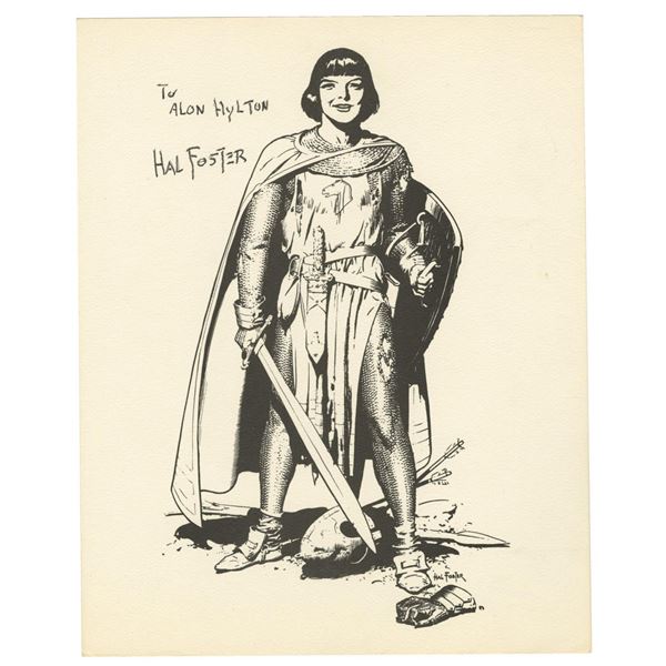 A Hal Foster Signed "Prince Valiant" Fan Card.