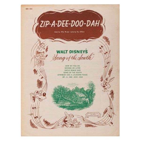  Song of the South  Zip-A-Dee-Doo-Dah Sheet Music.