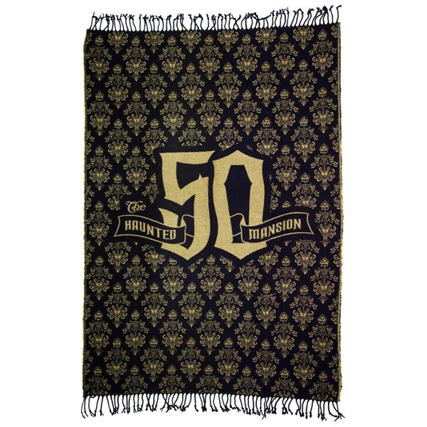 A Haunted Mansion 50th Anniversary Throw Blanket.