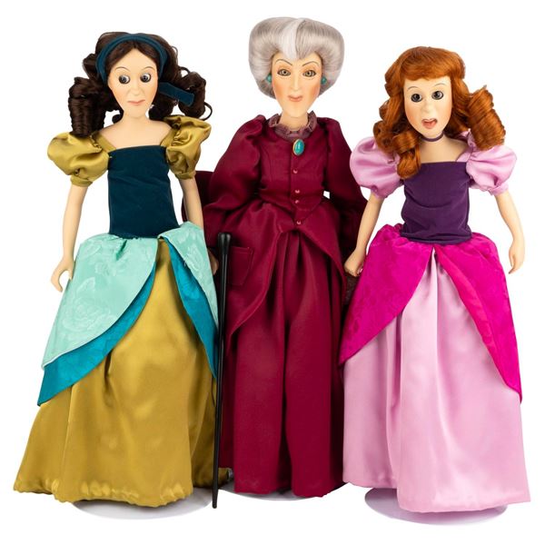 Lady Tremaine, Anastasia, and Drizella Porcelain Dolls.