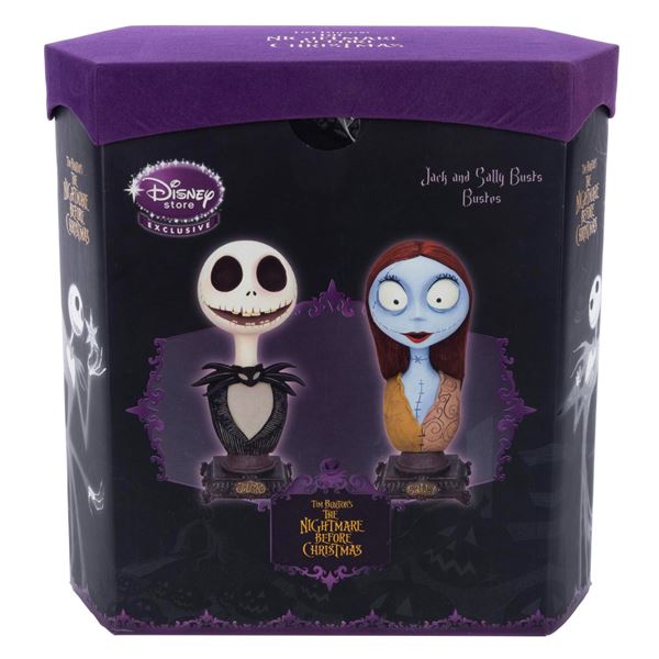 A Set of Disney Store Exclusive Jack and Sally Busts.