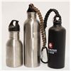 THREE METAL WATER BOTTLES