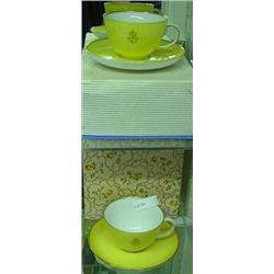 Two Yellow Mocha Cups With Saucers (with Box) By Fuerstenberg Co., Germany - Given As Souvenirs By H
