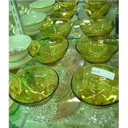 Seven Candlewick Sherbets In Amber With Clear Base