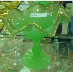 Jade Green Footed Compote With Gold Trim
