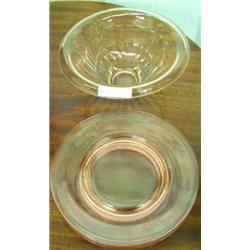 Pink Depression - Four 7 Inch Plates And 7 3/4 Inch Bowl