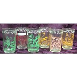 Six Flintstone Juice Glasses, Ca 1960's