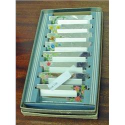 Set Of 8 Mirrored Place Cards With Hand Painted Flowers, In Original Box