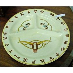 Four Divided 11 1/4 Inch Plates With Western Designs - Longhorns, Spurs And Brands