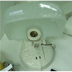 Wall Light Fixture - White Porcelain Mount With Milk Glass Shade With Swan In Water