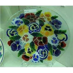 Pansy Design Floral Art Glass Bowl