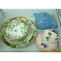 Nippon Hand Painted 9 1/2 Inch Plate With 3 Dessert Plates, Brownie Downing Cup And Saucer And Fiest