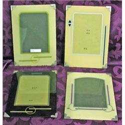 Four Deco Photo Frames - Glass With Reverse Painted Designs