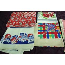 Lot Of Linens - Six 1950's Tablecloths, 2 With Matching Napkins