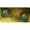 Image 1 : 2 Japanese Glass Fishing Floats, 34 Inches, 1 Signed