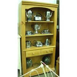 Broyhill Bookcase, 3 Shelves, Center Drawer And Open Base