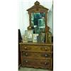 Image 1 : Victorian Walnut 3 Drawer Dresser With Mirror