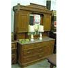 Image 1 : Early Spoon Carved 1900's Dresser With Marble Top, Mirror And Upper Cabinet Doors