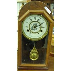8 Day Mantle Clock In Walnut Case By Jerome And Co.