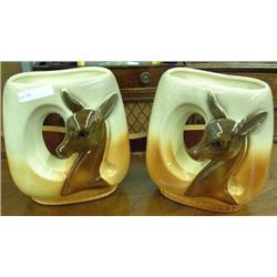 Pair Of Royal Copley Vases With Deer