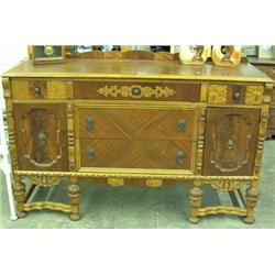 Beautiful Five Drawer, 2 Door Server With Applied Decor - Ash Top With Several Other Woods