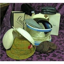 10 Vintage Hats, 2 Hat Bags And Vinyl Hat Case