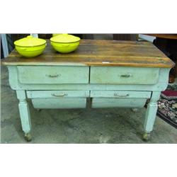 Primitive Painted Possum Belly Table