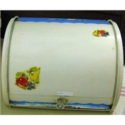 Metal Dome Top Bread Box With Fruit Decal