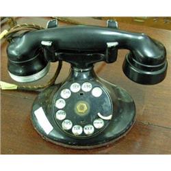 Western Electric Rotary Dial Telephone - Black Metal Base And Bakelite Receiver
