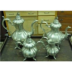Ornate 4 Piece Pewter Tea / Coffee Service By Reed And Barton, Winthrop Pattern