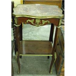 French Style Lamp Table With Ormolu Decor And Marble Top