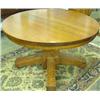 Image 1 : Arts And Crafts Style Round Oak Pedestal Table, 48 Inches With Six 8 Inch Leaves