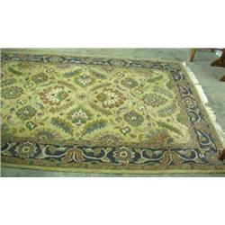 5 X 8 Hand Tufted Wool Rug In Shades Of Green And Ivory