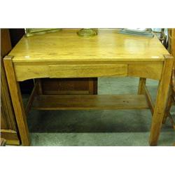 Oak Library Table With Single Drawer In Light Finish