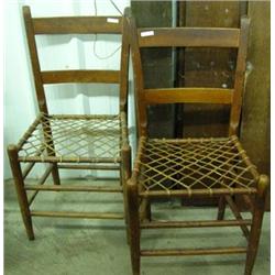 Two Side Chairs With Rawhide Seats