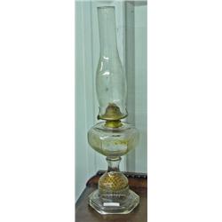 Glass Oil Lamp With Goofus Glass In Base