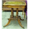 Image 1 : Mahogany Parlor Table With Leather Top And 4 Columnar Pedestal Base