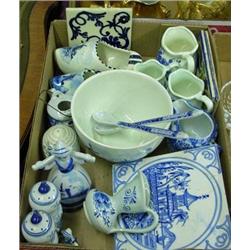 Lot Of Blue And White Porcelain - Delft Shoes And Bowl, Minton Tile, Etc.