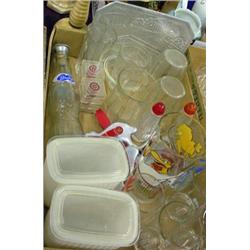 Lot Of Kitchen Glass And Cookie Cutters - 4 Juice Character Glasses, 2 Anchor Hocking Refrigerator D
