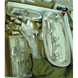 Lot Of Silverplate And Sterling - Wallace Bread Tray, Sterling Sugar Tongs, Gorham Butter, 6 Pcs. Go