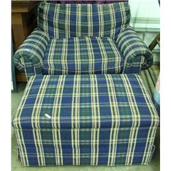 Oversized Upholstered Char With Matching Blanket Storage Ottoman