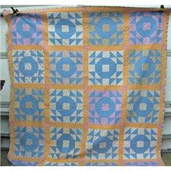 Vintage Quilt - Single Wedding Ring, Hand Quilted