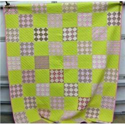 Vintage Quilt, Nine Patch Variant, Hand Quilted