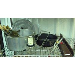 Lot Of Vintage Kitchen Items - Primitive Wooden Vegetable Slicer, Griswold #3 And Wagner #8 Skillets